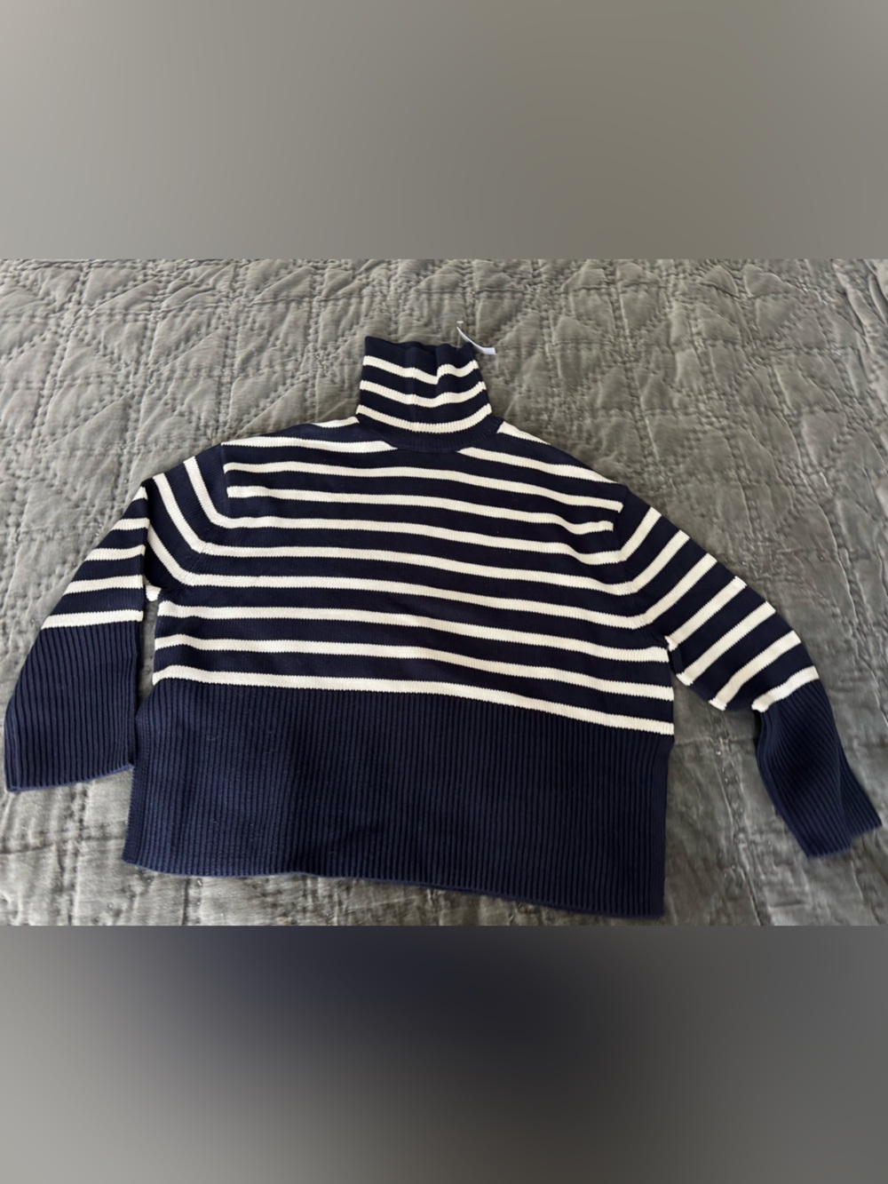 NWT GAP Navy & White Striped Cotton Turtleneck Sweater S